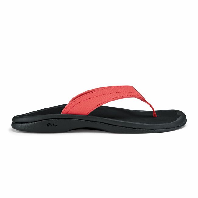 Olukai Women's Ohana Flip Flop - Hot Coral / Black US827-536